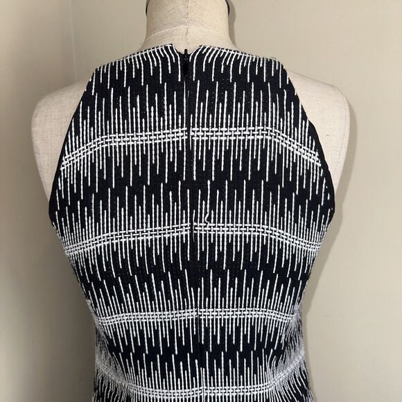 THAKOON ADDITION Black White Raised Stitch Sleeveless Mini Drop Waist Dress Sz 4 - Picture 7 of 8